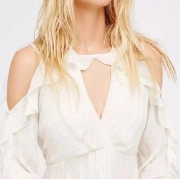 Free People New Huxley Maxi Elegant Off-Shoulder Open Back Off White Dress - Picture 6 of 9